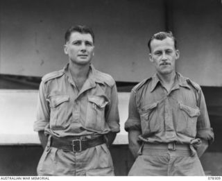 SIPAAI, BOUGAINVILLE ISLAND. 1945-01-08. PERMIT PHOTOGRAPHS TAKEN FOR THE 29TH FIELD SECURITY SECTION. THEY ARE:- NX161509 LANCE CORPORAL R.J. WILLIAMSON (1); NX114795 LANCE CORPORAL A.T. HAWKE (2)