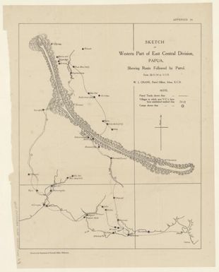 Sketch of western part of East Central Division, Papua, shewing route followed by patrol, from 26.11.14 to 1.1.15 (44)