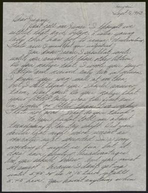 [Letter from Walter Patrick to Mary Jean Ross - September 16, 1943]