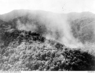 NORTH EAST NEW GUINEA. 1945-03-30. THE JAPANESE WERE DRIVEN FROM THIS POSITION IN NORTH EAST NEW GUINEA MOUNTAINS BY A CONSISTENT ATTACK BY RAAF BEAUFORT BOMBER AIRCRAFT OF NORTHERN COMMAND. THE ..