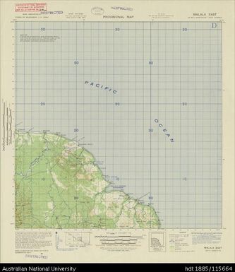 Papua New Guinea, Northeast New Guinea, Malala East, Provisional map,  Sheet B55/1, 1943, 1:63 360
