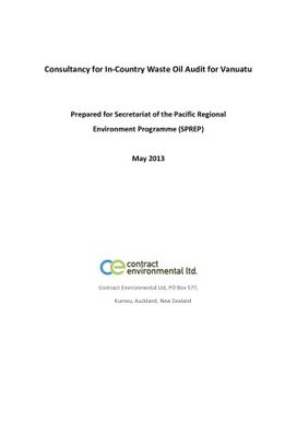 Consultancy for In-Country Waste Oil Audit for Vanuatu.