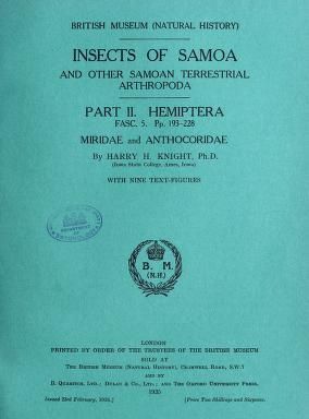 Insects of Samoa and other Samoan terrestrial arthropoda