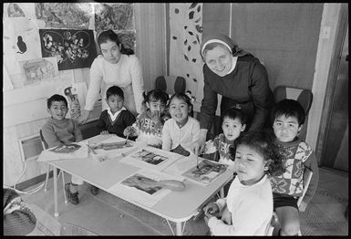 Mrs Helen Eyles and Sister Veronica at Tokalau Islanders social centre at Porirua East