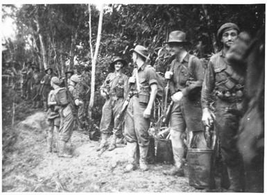 The 2/3rd Australian Independent Company in Parers Bowl, preparing to attack Timbered Knoll, Orodubi, New Guinea, 29 July, 1943