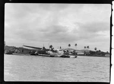 Tasman Empire Airways flying boat, RMA New Zealand ZK-AME, at Lauthala Bay Suva, Fiji