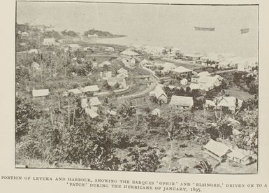 Portion of Levuka and harbour, showing the barques Ophir and Elsinore