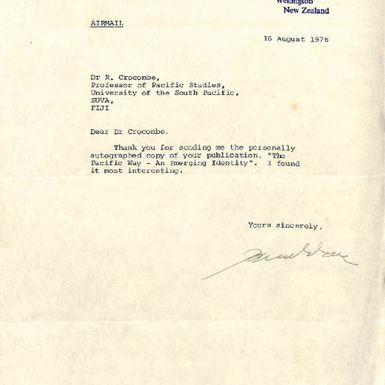 Letter from Robert Muldoon