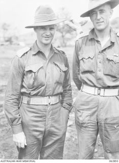 RAMU VALLEY, NEW GUINEA. 1944-01-15. VX46 LIEUTENANT COLONEL P. D. S. STARR, COMMMANDING OFFICER (1) AND VX112181 MAJOR C. E. NEWMAN MC (2), SECOND IN COMMAND 58/59TH INFANTRY BATTALION, 15TH ..