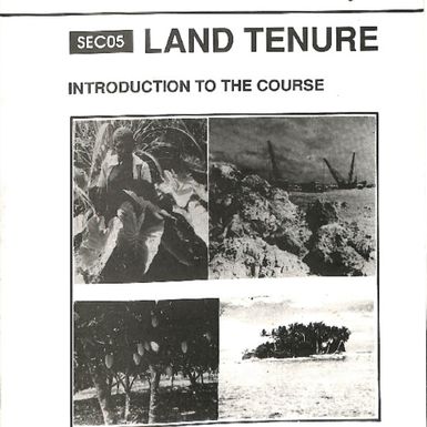 SEC05 Land tenure. Introduction to the course