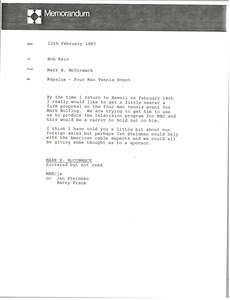 Memorandum from Mark H. McCormack to Bob Kain