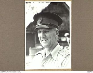 PORT MORESBY, PAPUA, NEW GUINEA. 1943-12-29. VX12777 BRIGADIER L. E. S. BARKER, CBE., DSO., MC., BRIGADIER, ROYAL ARTILLERY, NEW GUINEA FORCE, WHO WAS AWARDED HIS DECORATION, CBE. FOR OUTSTANDING ..