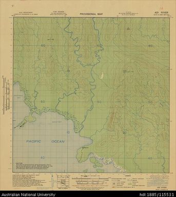 Papua New Guinea, New Britain, Adi River, Provisional map, Sheet B55/8, 1943, 1:63 360