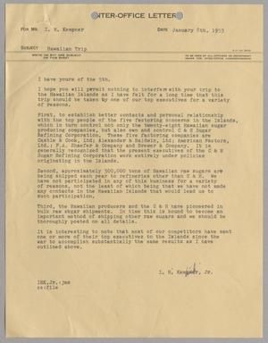 [Letter from I. H. Kempner, Jr. to I. H. Kempner, January 8, 1953]