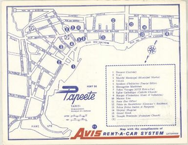 [Tahiti, French Polynesia] / map with the compliments of Avis Rent-a-Car System Licensee ; Tahiti Voyages.