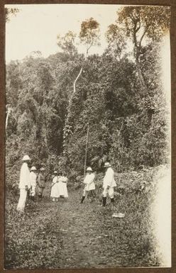 Group on trail through forest. From the album: Samoa