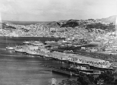 Ships in Wellington Harbour during the 1951 wharf strike