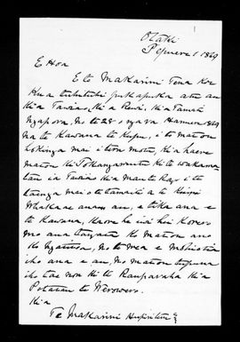 Letter from Tamihana Te Rauparaha to McLean