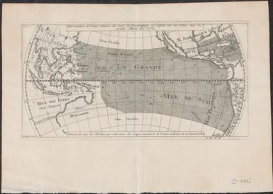 Representation du cours ordinaire des vents de traverse qui regnent sur les cotes dans la grande Mer du Sud / Grave par Cosmant