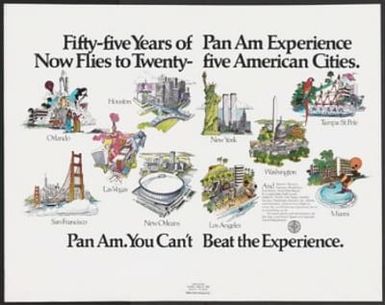 Fifty-five Years of Pan Am Experience Now Flies to Twenty-five American Cities.