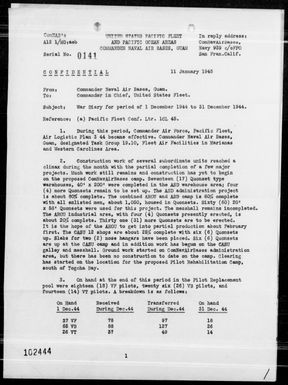 NAV AIR BASES, GUAM - War Diary, 12/1-31/44