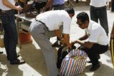 Federated States of Micronesia, people in security line at Yap Island airport