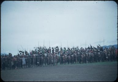 New Year's Day festivities at Minj station, 1955, finishing line for race : Minj Station, Wahgi Valley, Papua New Guinea, 1954 / Terence and Margaret Spencer