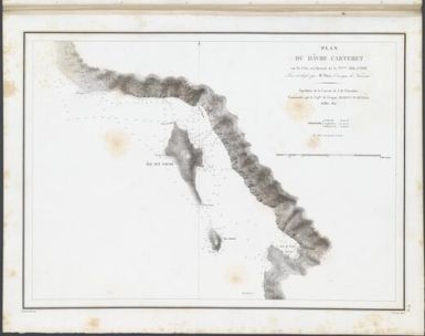 Voyage de la corvette l'Astrolabe : exécuté par ordre du roi, pendant les annees 1826, 1827, 1828, 1829, sous le commandement de M. J. Dumont D'Urville, capitaine de vaisseau.: Plan du havre Carteret sur la cote occidentale de la N.elle Irlande