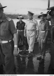 MUSCHU ISLAND, NEW GUINEA, 1945-11-26. ELEVEN HUNDRED JAPANESE TROOPS OF 18 JAPANESE ARMY LEFT THE WEWAK AREA ON THE JAPANESE CRUISER KASHIMA TO RETURN TO JAPAN. THEY ARE THE FIRST JAPANESE TROOPS ..