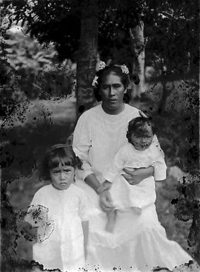 Woman and two children