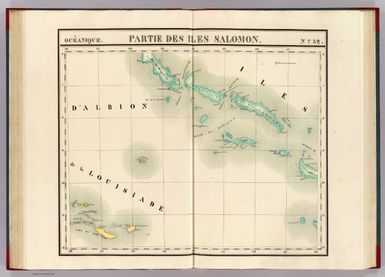 Partie des Iles Salomon. Oceanique no. 32. (Dresse par Ph. Vandermaelen, lithographie par H. Ode. Sixieme partie. - Oceanique. Bruxelles. 1827)