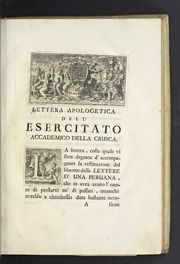 Lettera apologetica dell'Esercitato accademico della Crusca : contenente la difesa del libro intitolato Lettere d'una peruana per rispetto alla supposizione de'quipu scritta alla duchessa di S**** e dalla medesima fatta pubblicare