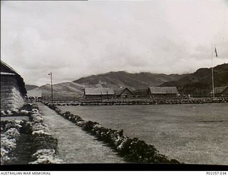 Garoka, New Guinea, 1945-11. The RAAF Aircrew Rest Camp known as 'Lamana', meaning 'Eternal Springs', which is located in the highlands at an altitude of 5,000 feet. Well-tended rows of shrubs, ..