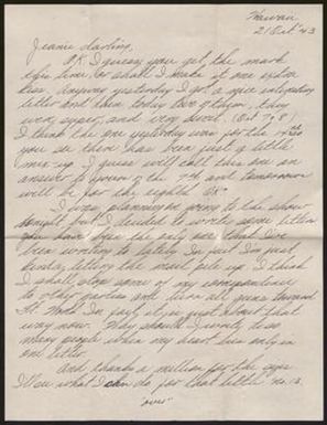 [Letter from Walter Patrick to Mary Jean Ross - October 21, 1943]