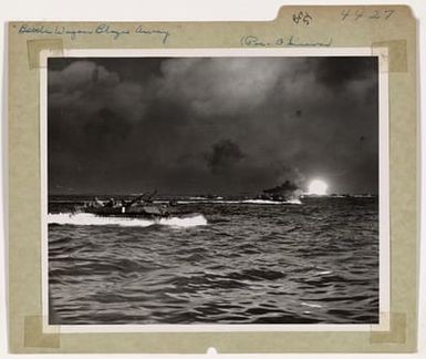 Battle Wagon Blazes Away at Okinawa