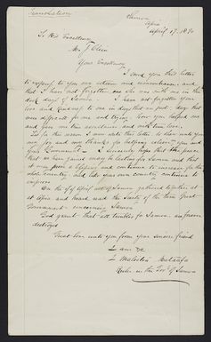 Letter from Mata'afa Iosefa to John C Klein