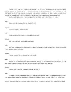 Oral History Interview with John Huffines, February 18, 2005