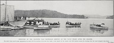 Survivors of the ill- fated Clan MacWilliam arriving at the Vavau Wharf after the disaster