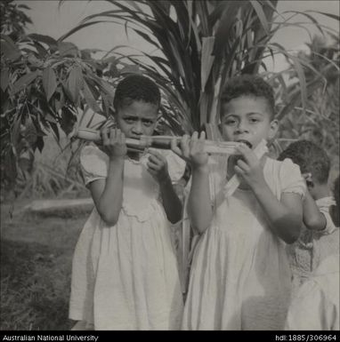 Children eating sugar cane