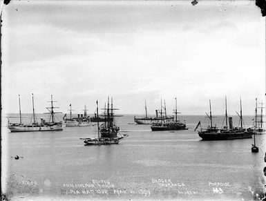 The ships the 'Falke', 'Brutus', 'Badger', 'Philadelphia', 'Torch', 'Tauranga' and 'Porpoise', Apia Harbour