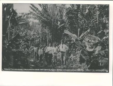 Through the bananas, Melanesian boys returning from work, St. Barnabas