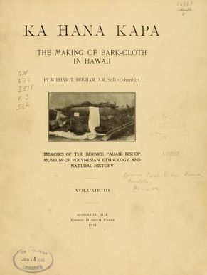 Memoirs of the Bernice Pauahi Bishop Museum of Polynesian Ethnology and Natural History