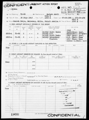 VS-66 - ACA Rep #83-Air opers against the Marshall Islands on 7/30/45