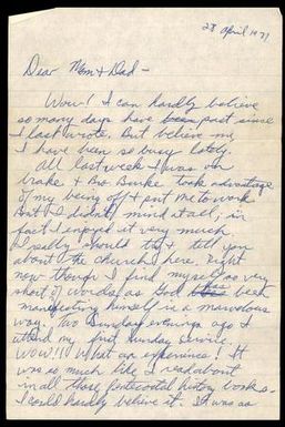 [Letter From Donald F. Baker to His Parents, April 28, 1971]