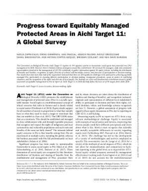 Progress toward equitably managed protected areas in Aichi Target 11: a global survey.