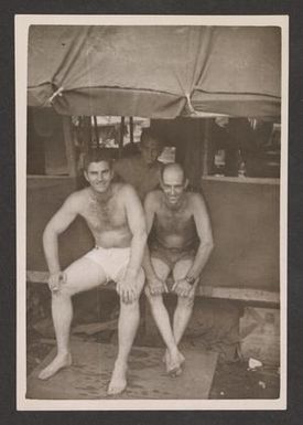 [Counts, Whitehill, and Terry at Entrance to a Tent]