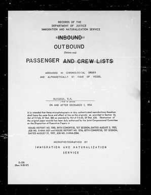 Departures, June 30, 1957 - August 10, 1957