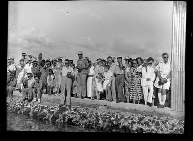 Welcoming reception for TEAL (Tasman Empire Airways Limited) passengers, Satapuala, Upolu, Samoa