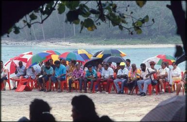 Crowd on beach, 1992 Festival of Pacific Arts