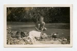 [Photograph of Soldier Washing Clothes]